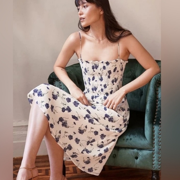 Reformation Blue Floral Midi Dress - Picture 4 of 7